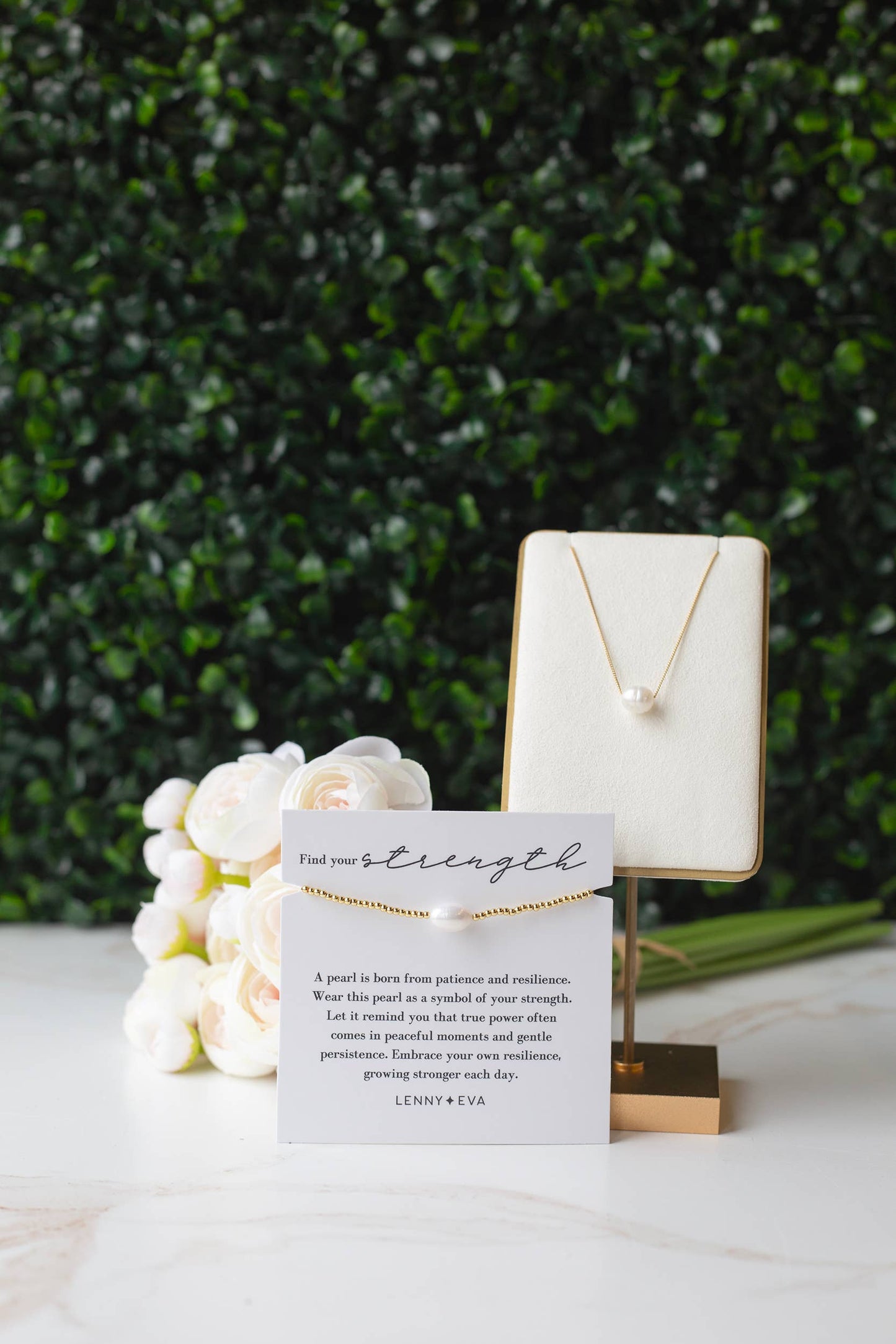 Intentions Cord Bracelet-Pearl, Gold Beaded Cord Bracelet