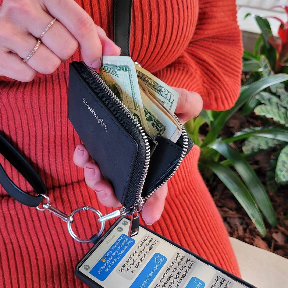 Clip & Go Strap with Pouch Brushed Vegan Leather Collection: Brown - Brown Pouch