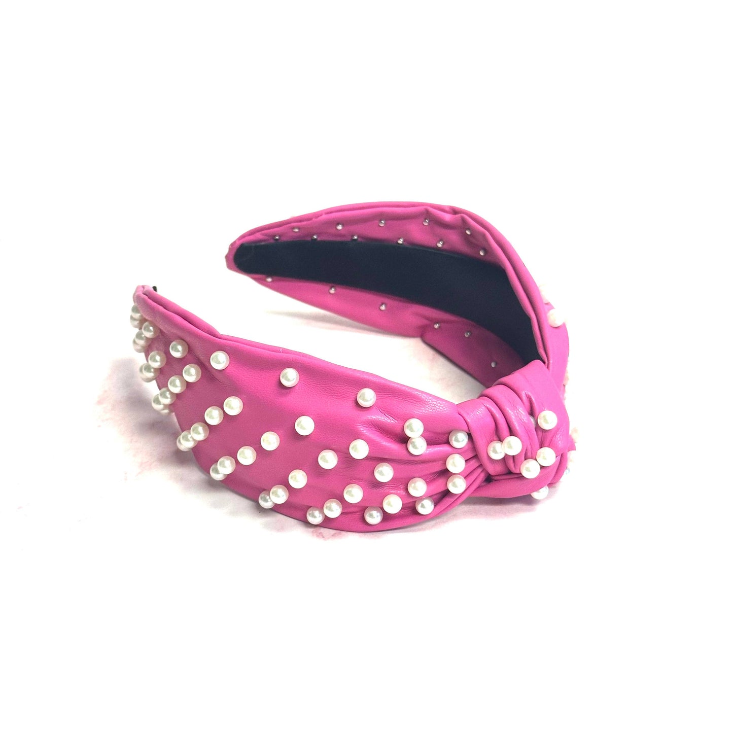 Pearled Up Vegan Leather Headband: Rouge Nude