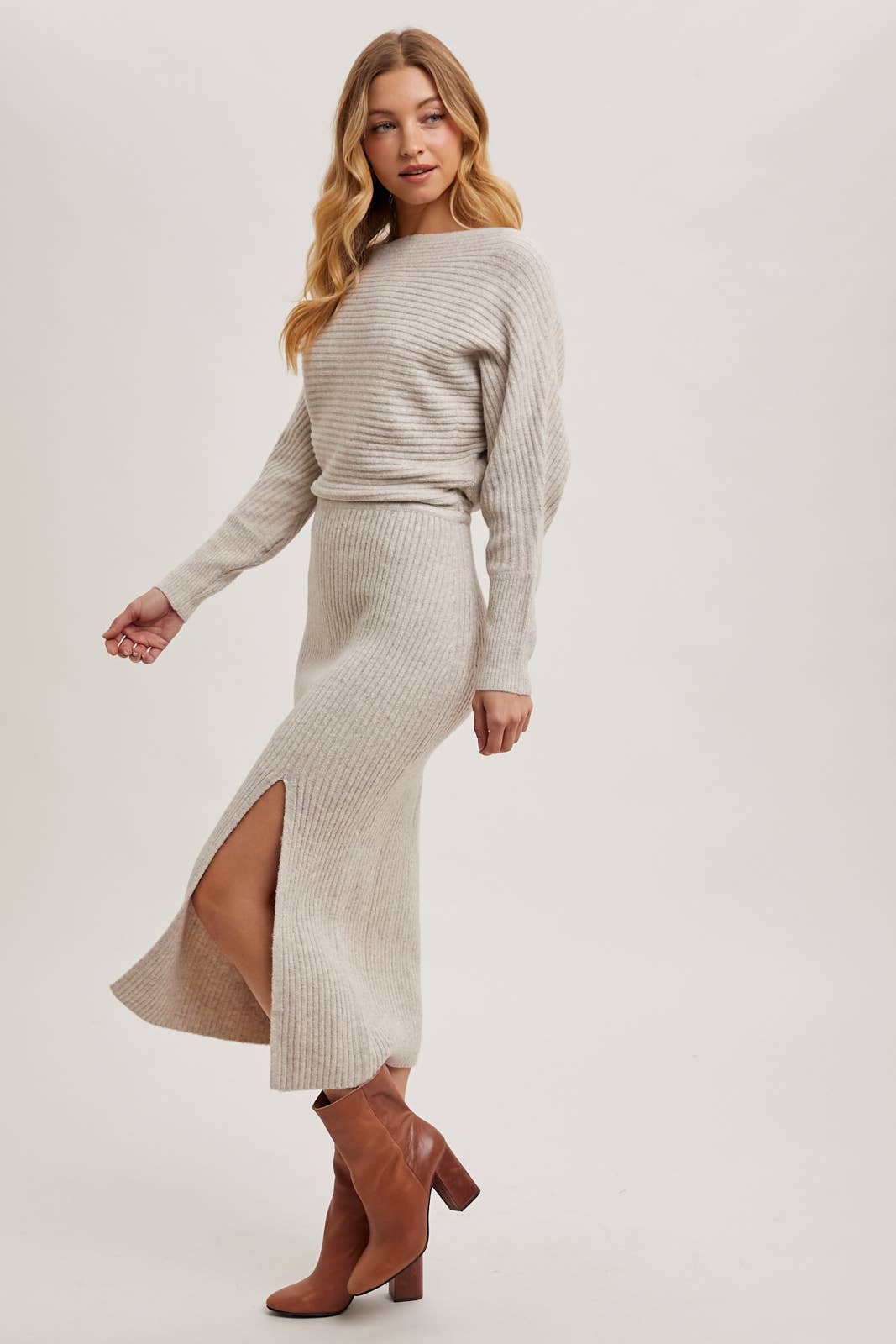 One Shoulder Slit Midi Dress