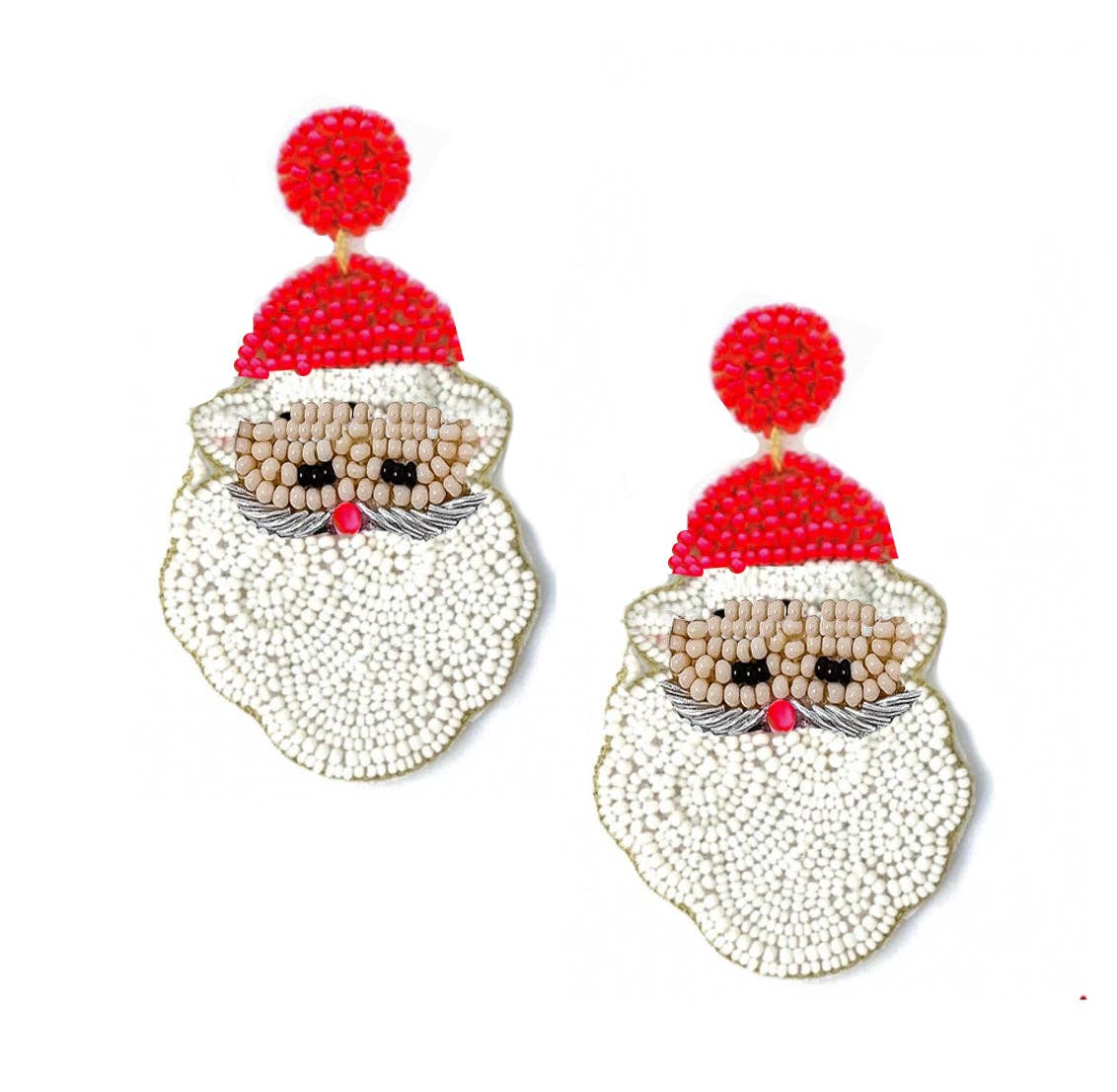 Custom Beaded Santa Earrings| HOLIDAY EARRINGS| CHRISTMAS EARRINGS