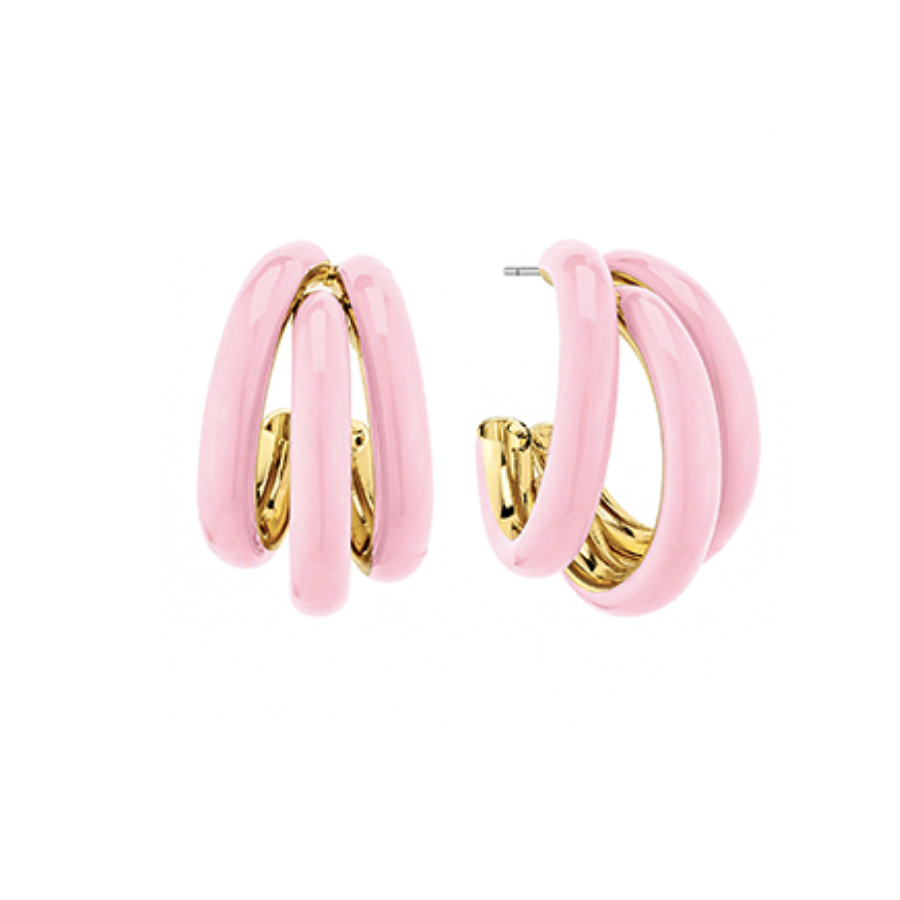 Petite Blush Tri-Hoop Earrings | Triple Layered Hoop