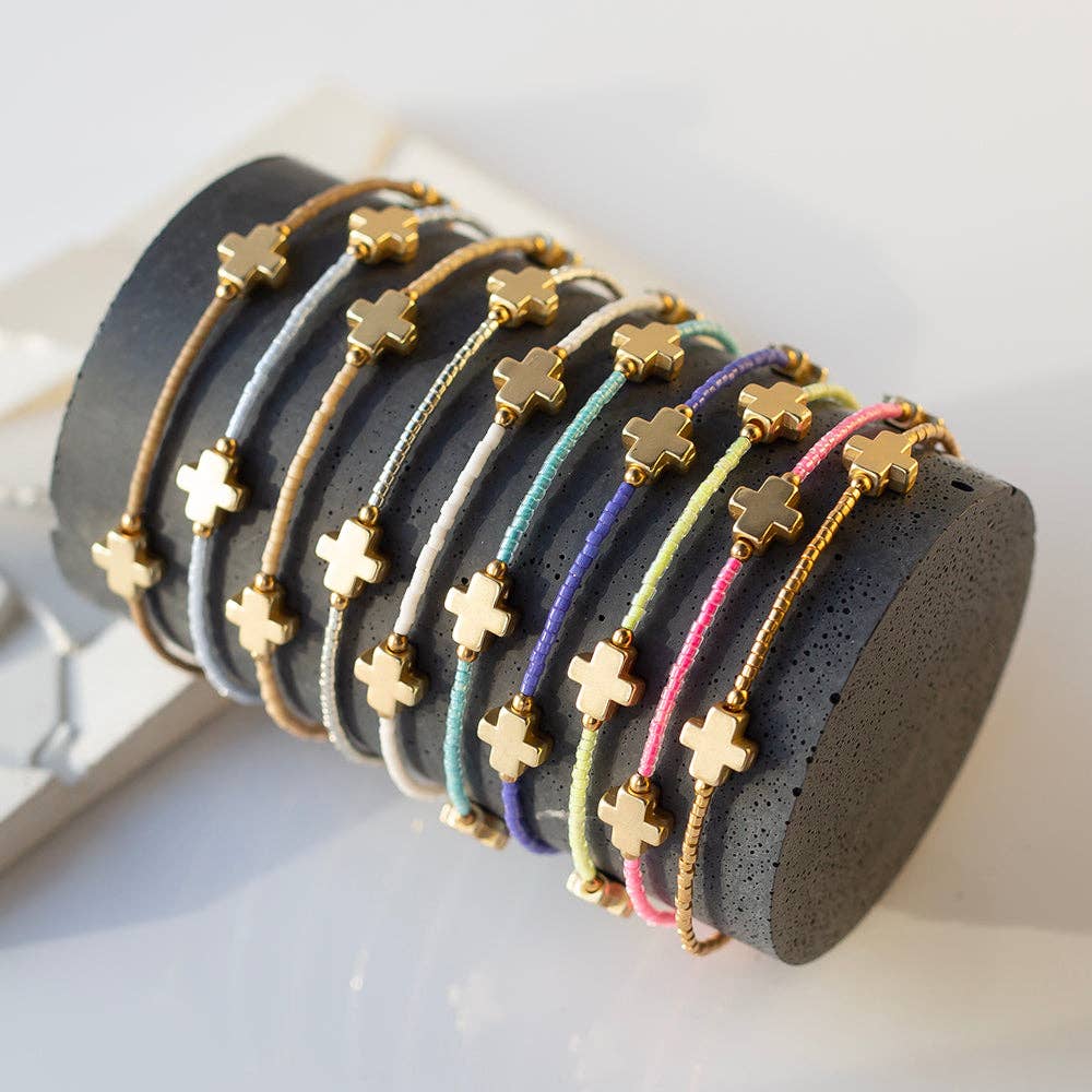 Faithful Cross Bangle-Gold, Cross Bracelet | Christian