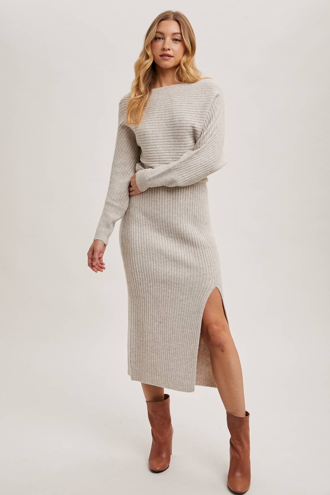 One Shoulder Slit Midi Dress
