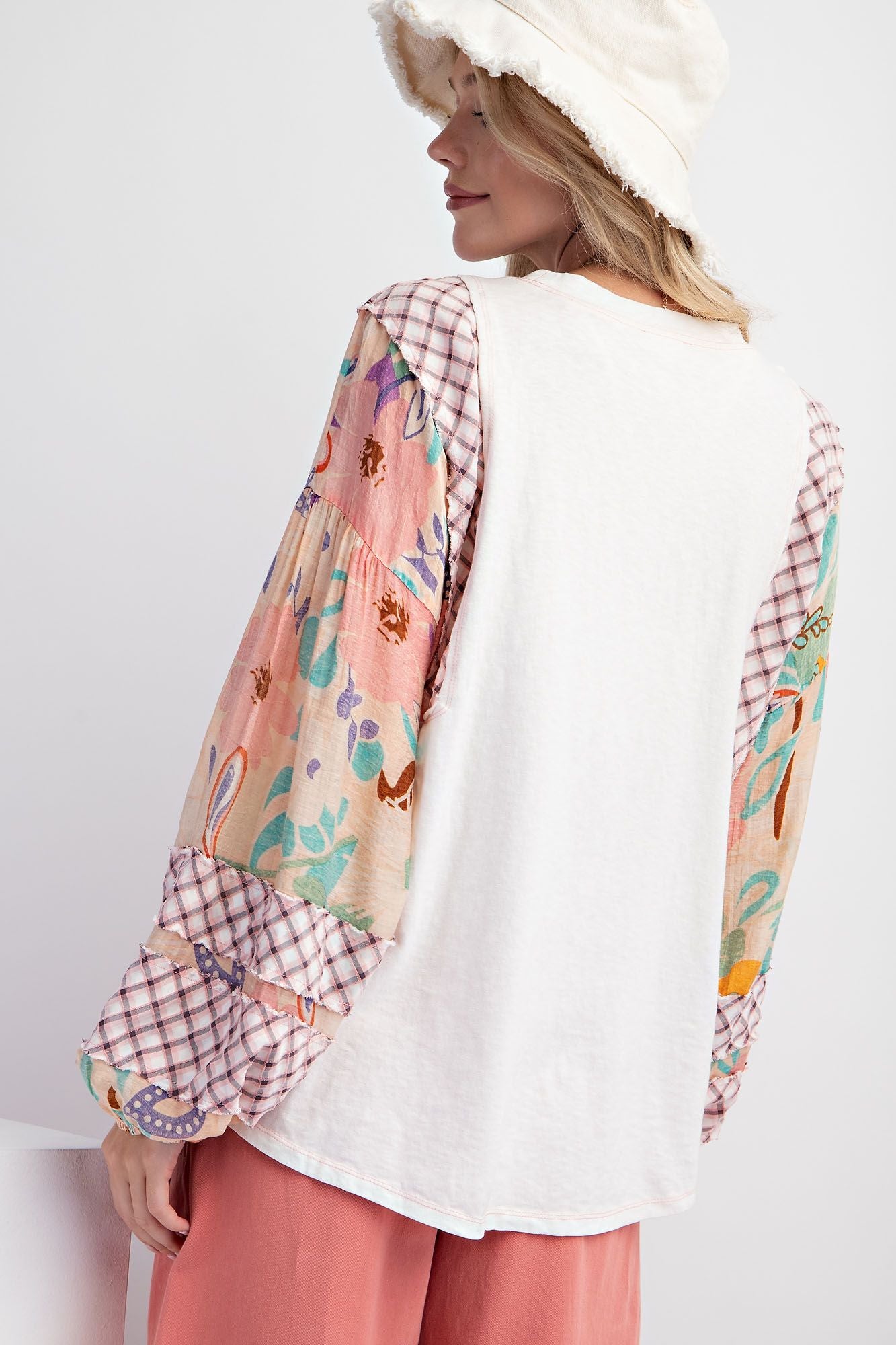 Mixed Material Print Top