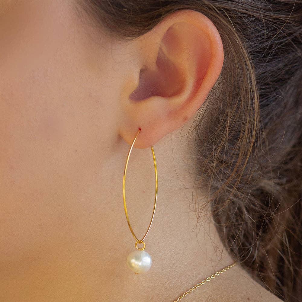 Lenny Drop Earrings-Pearl