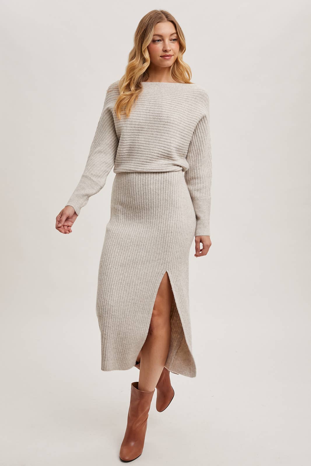 One Shoulder Slit Midi Dress