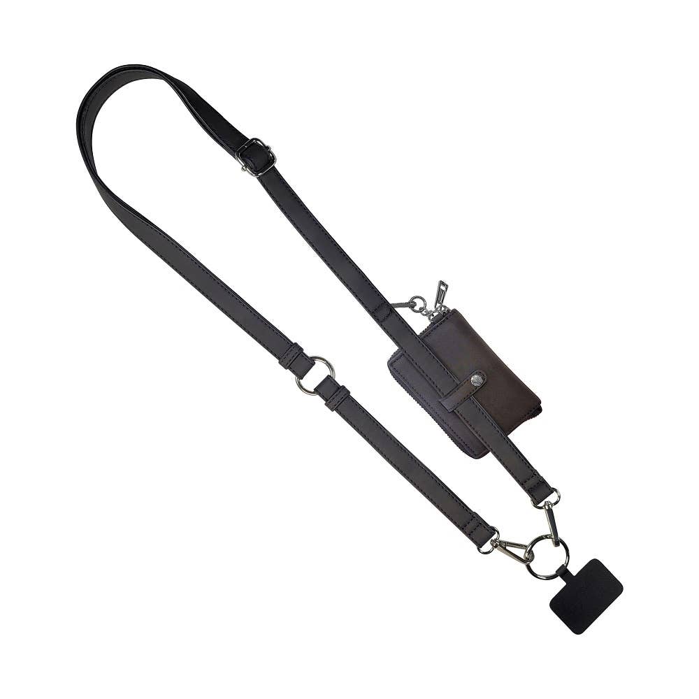 Clip & Go Strap with Pouch Brushed Vegan Leather Collection: Black - Black Pouch