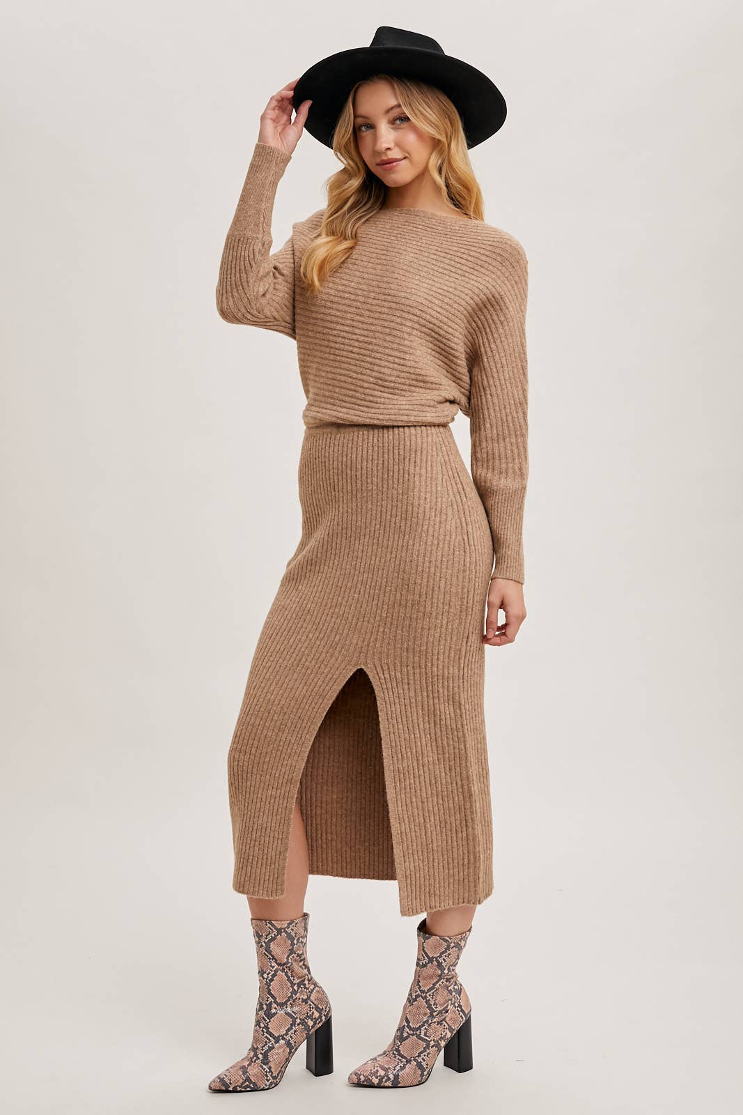 One Shoulder Slit Midi Dress