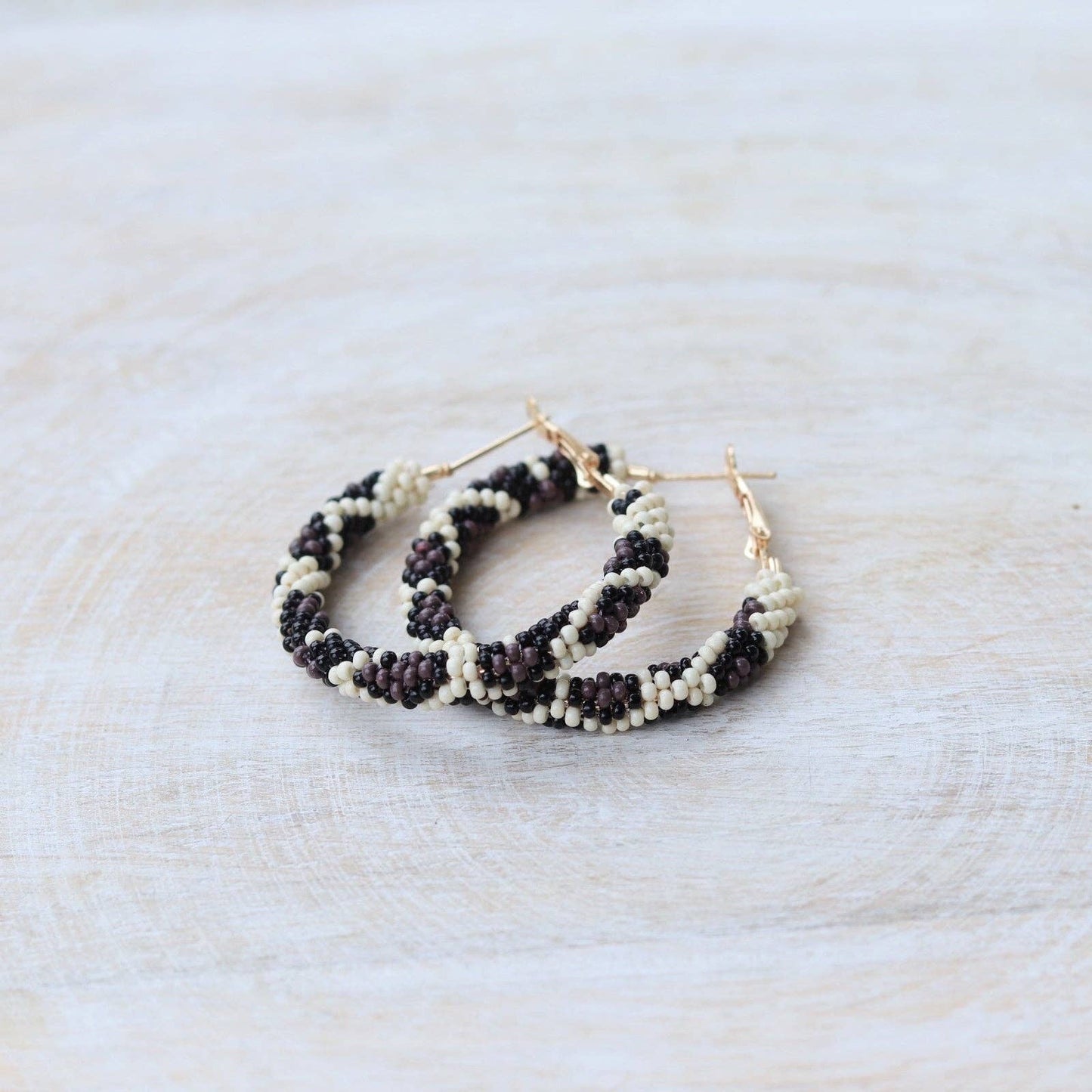 Custom Cheetah Beaded Hoop Earrings