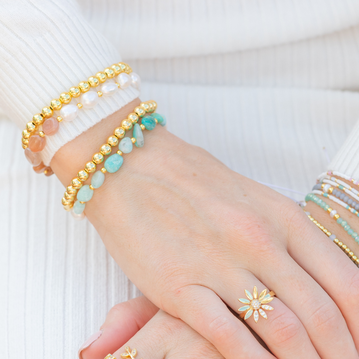6mm Beaded Bracelets: Silver