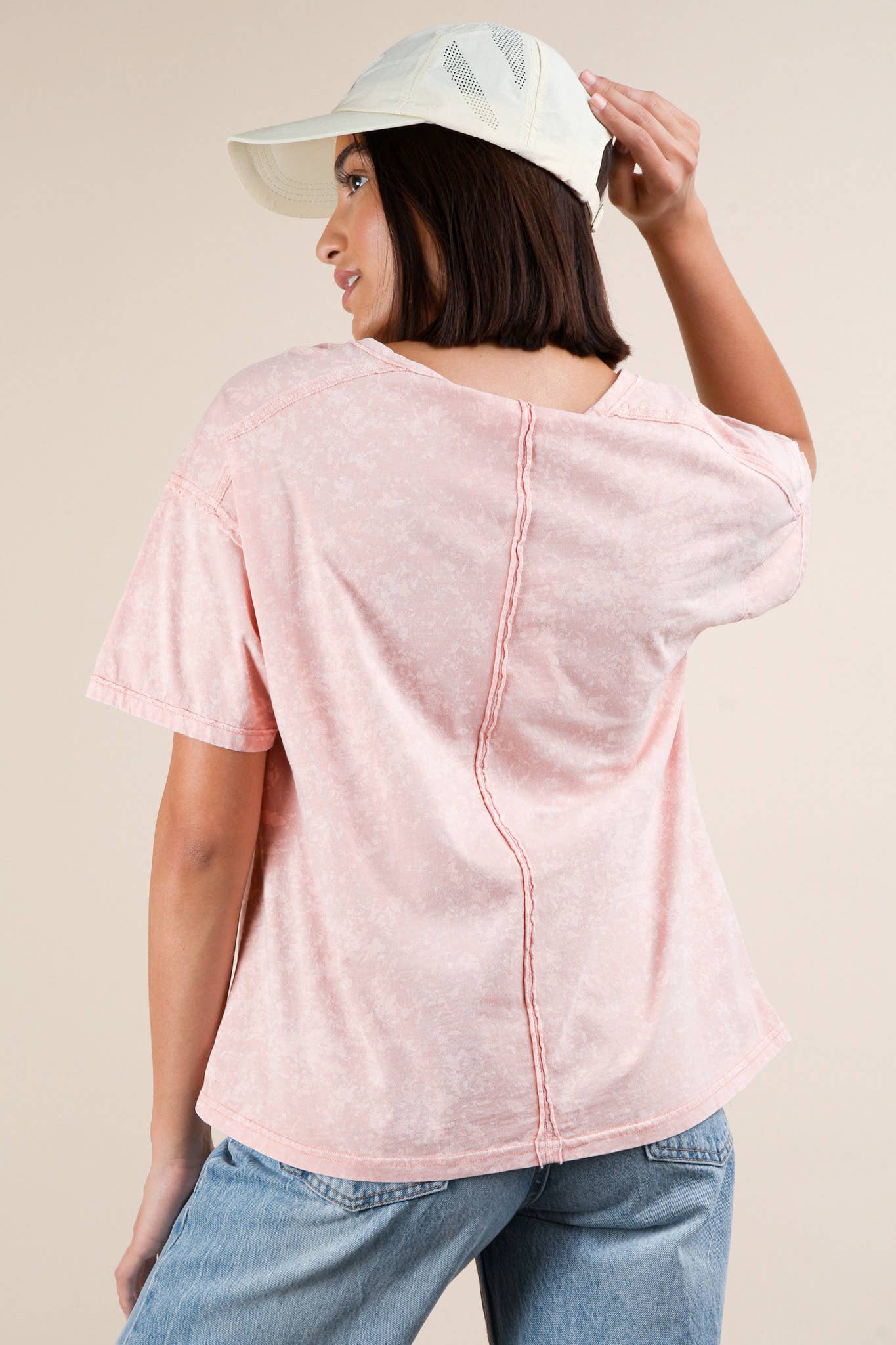 Mineral Washed Knit Top with Pocket