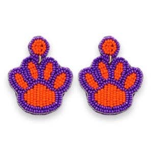 Purple/ Orange Beaded Paws