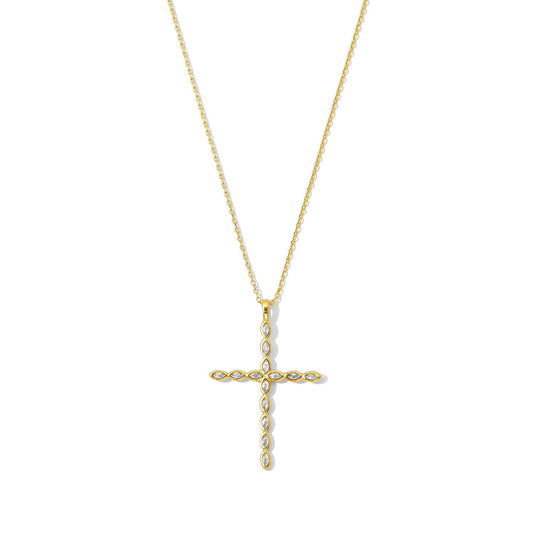 Large Cross Pendant Necklace: Gold