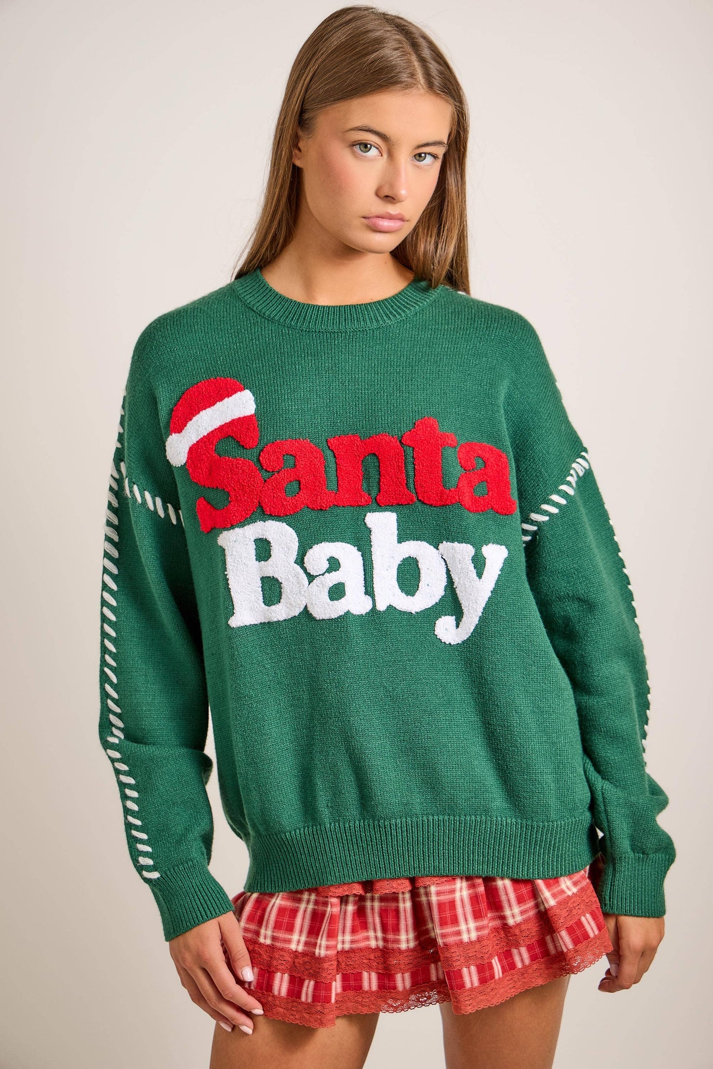 Santa Baby Green Christmas Sweater