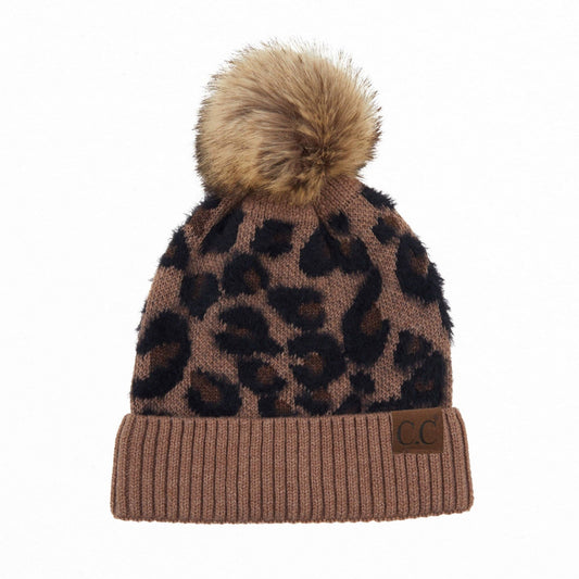 CC Beanie Leopard Winter Hat HAT-2061 HAT2061: Mocha