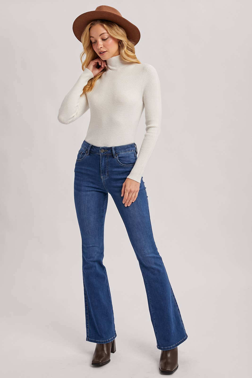 Knit Mock Neck Ribbed Top