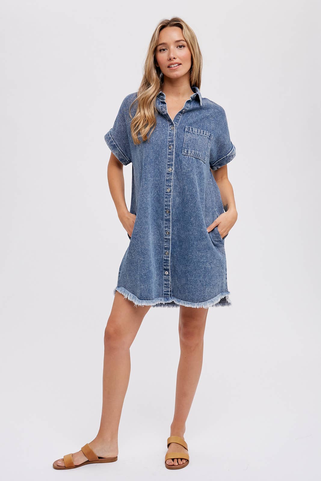 Frayed Hem Denim Dress