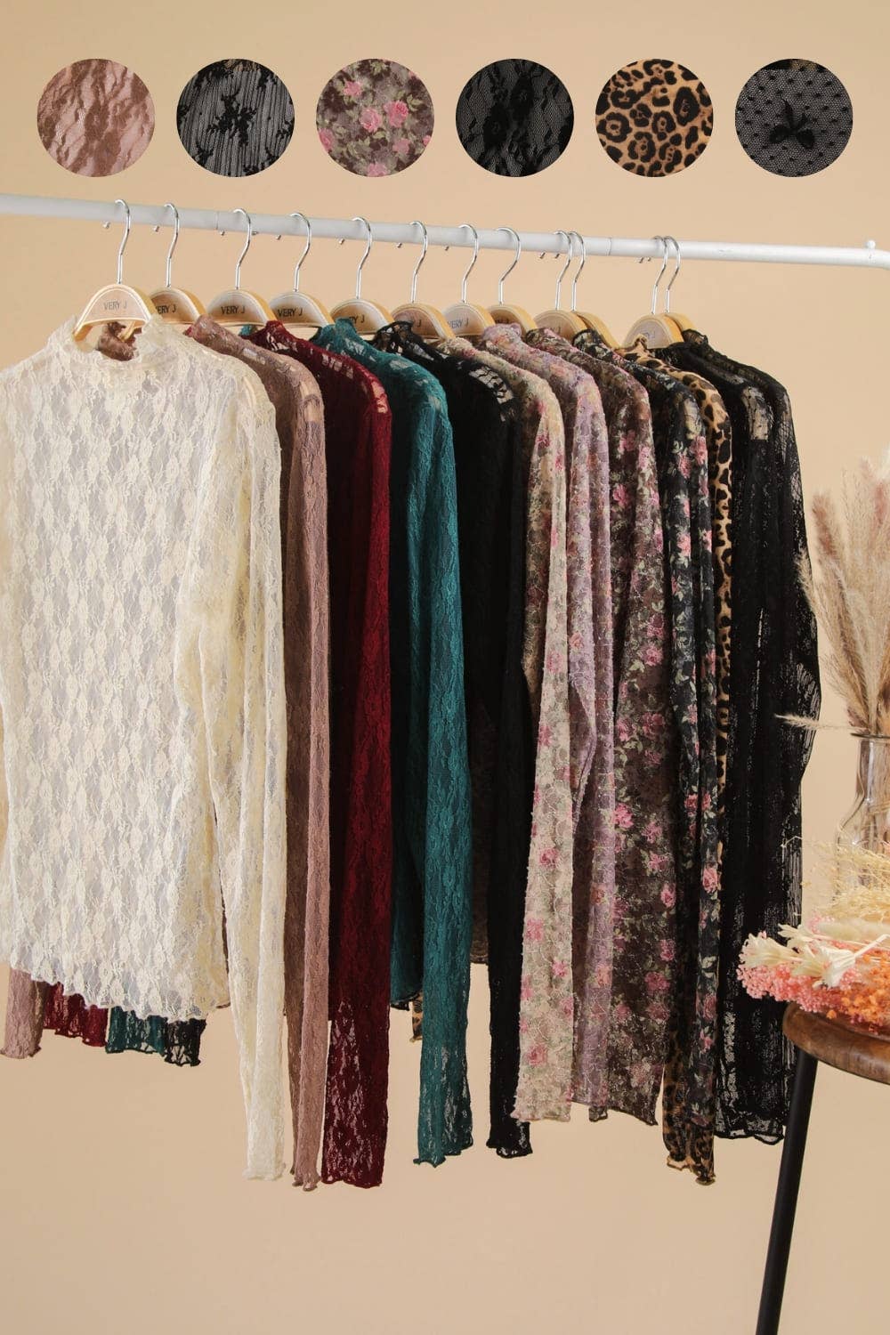 High Neck Fitted Sheer Mesh Lace Knit Top with Black Bows