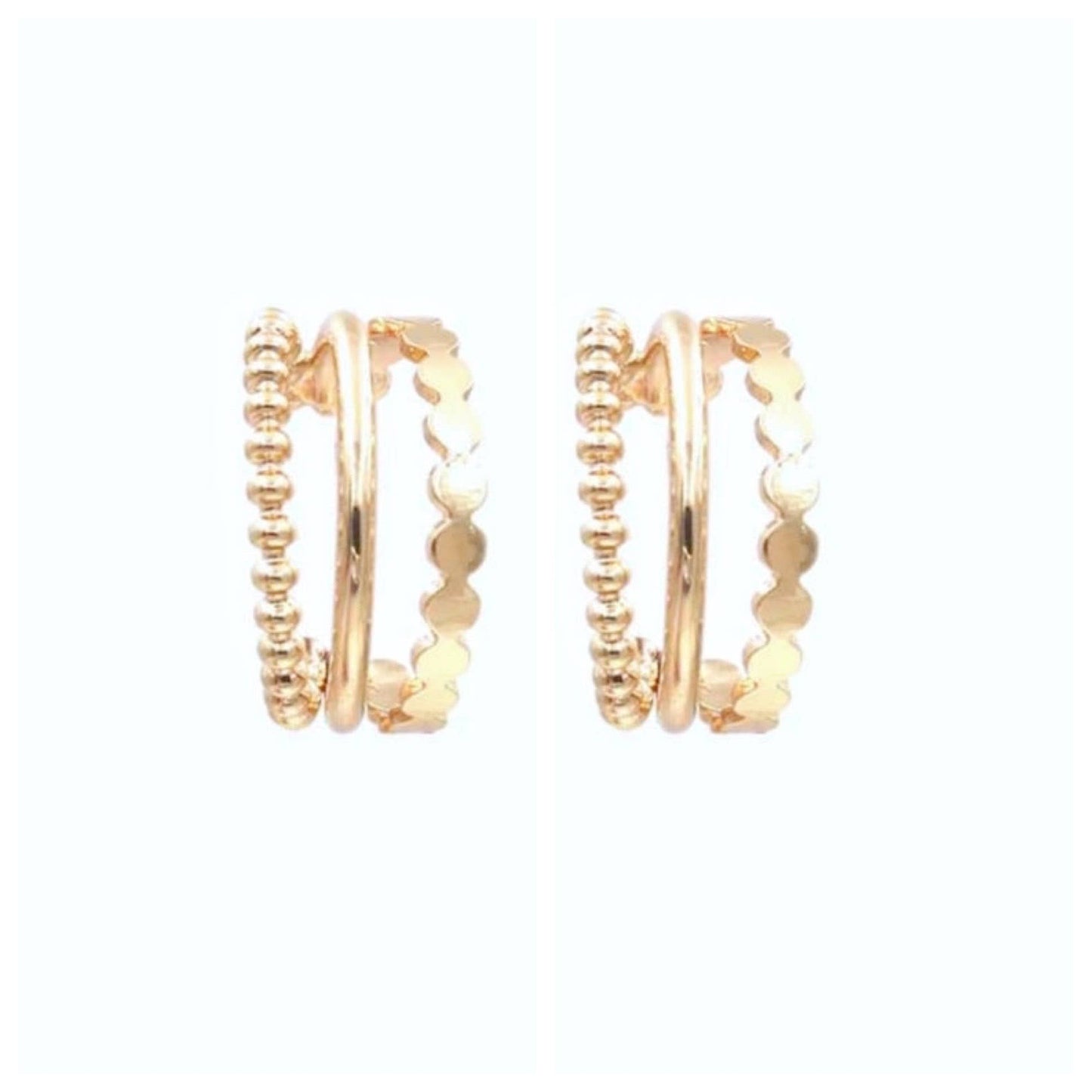 Petite Gold Tri Hoop Earrings