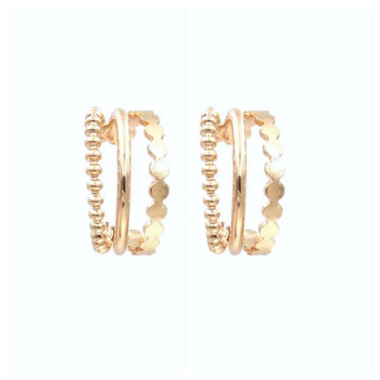 Petite Gold Tri Hoop Earrings