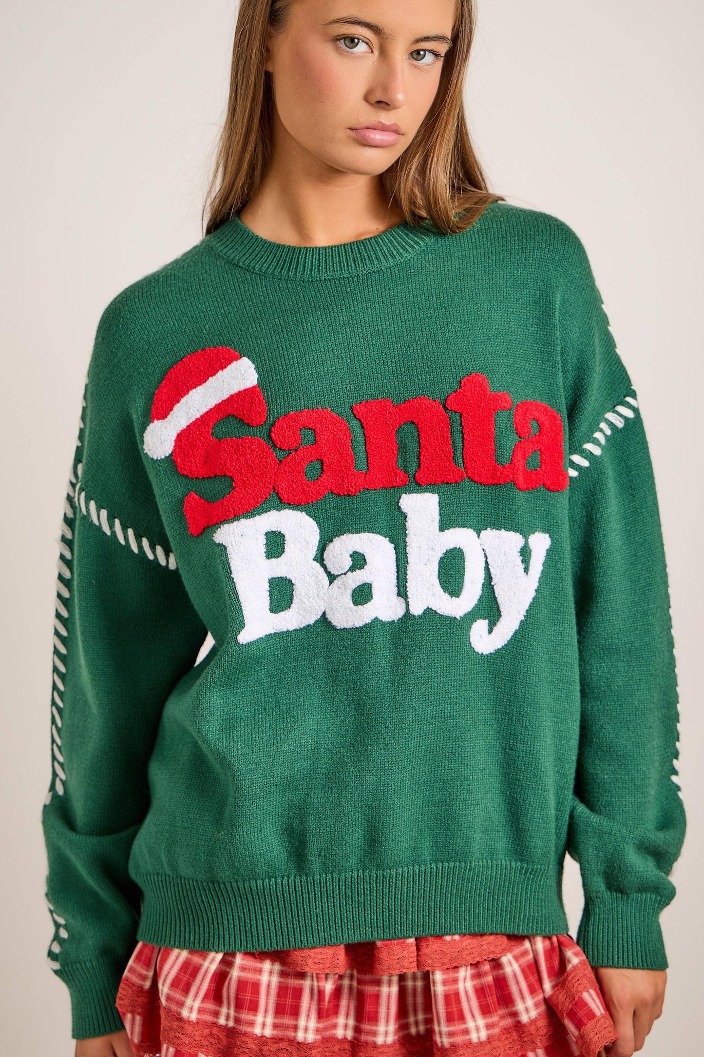 Santa Baby Green Christmas Sweater