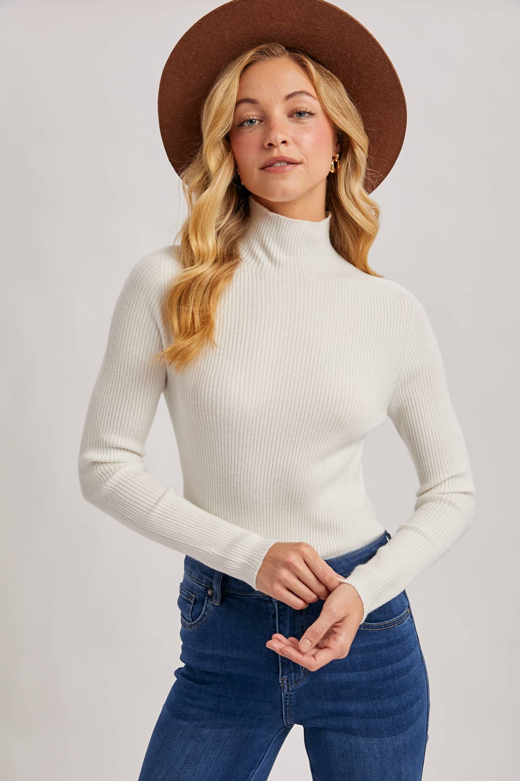 Knit Mock Neck Ribbed Top