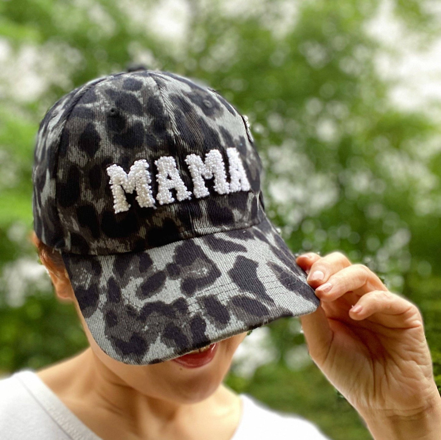 Mama Ball Cap: Black Leopard