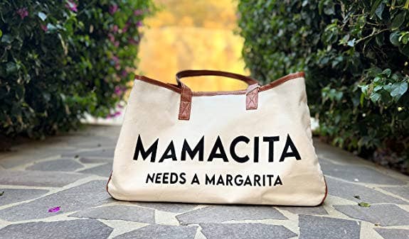 Large Cotton Tote Bag - mamacita needs a margarita