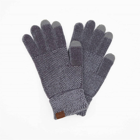 CC Chenille Touchscreen Glove :Light Melange Grey