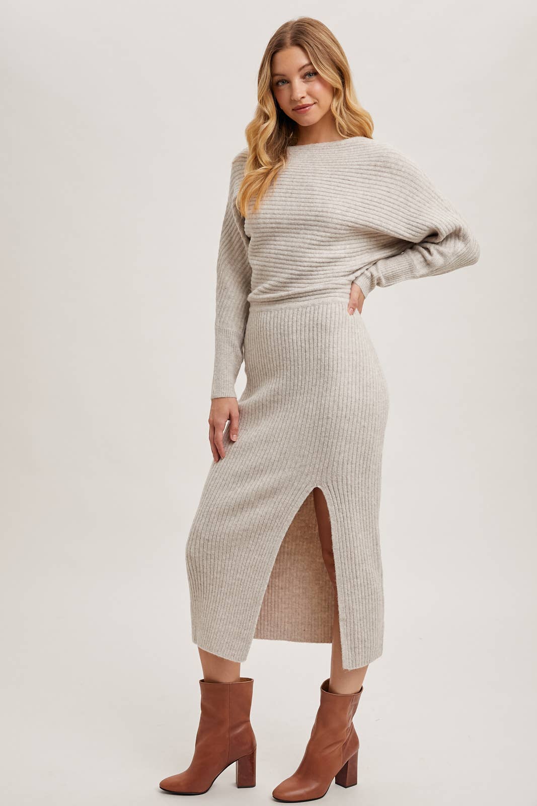 One Shoulder Slit Midi Dress