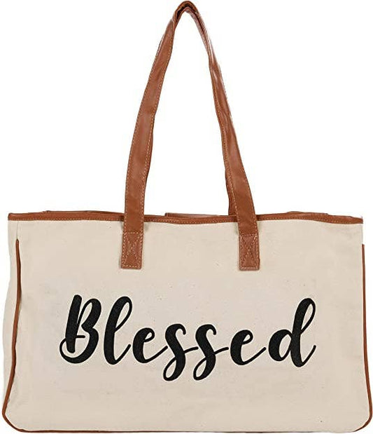 Large Cotton Tote Bag - blessed