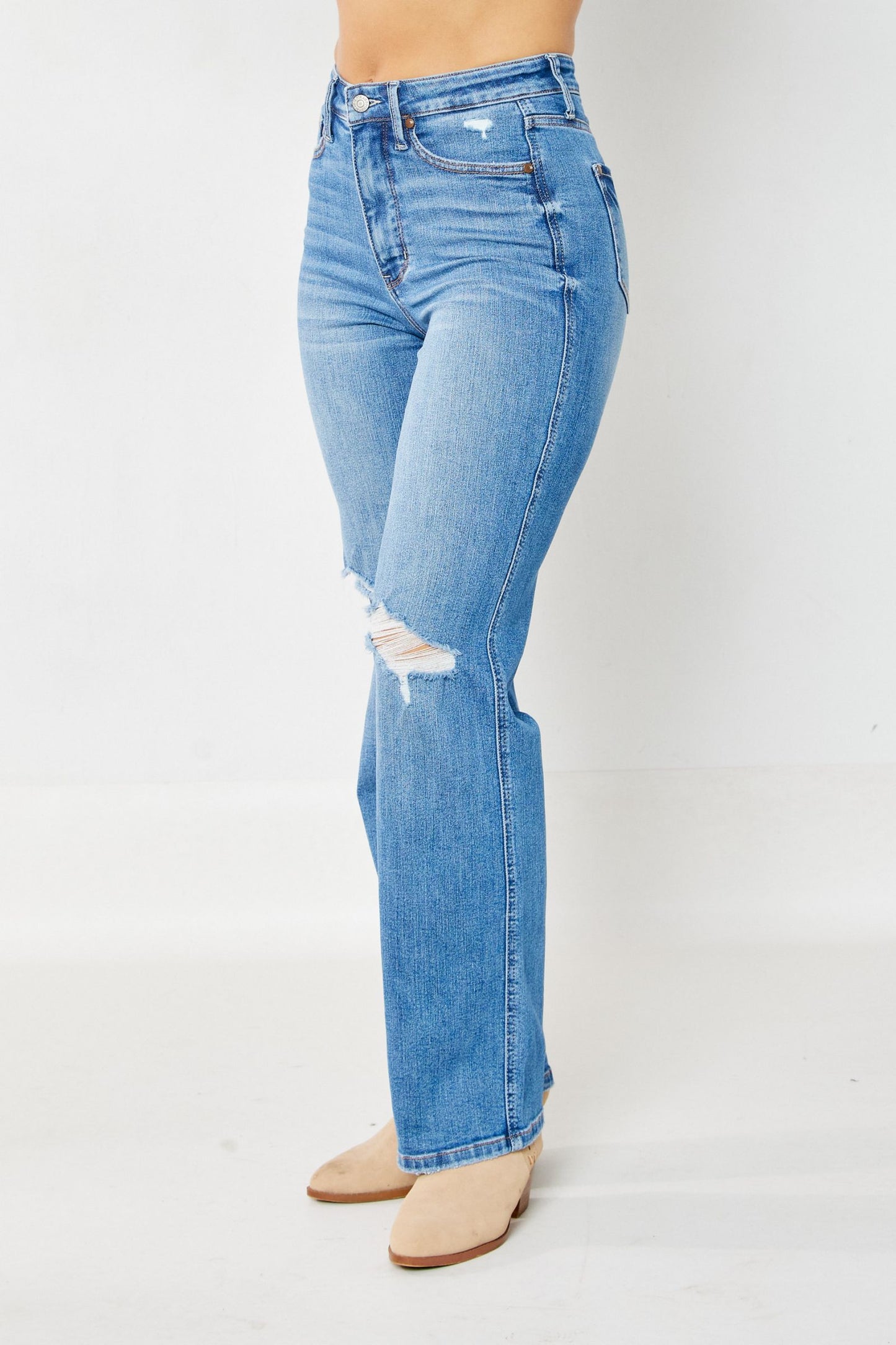 Judy Blue High Waist Tummy Control Destroyed Knee Straight Jean