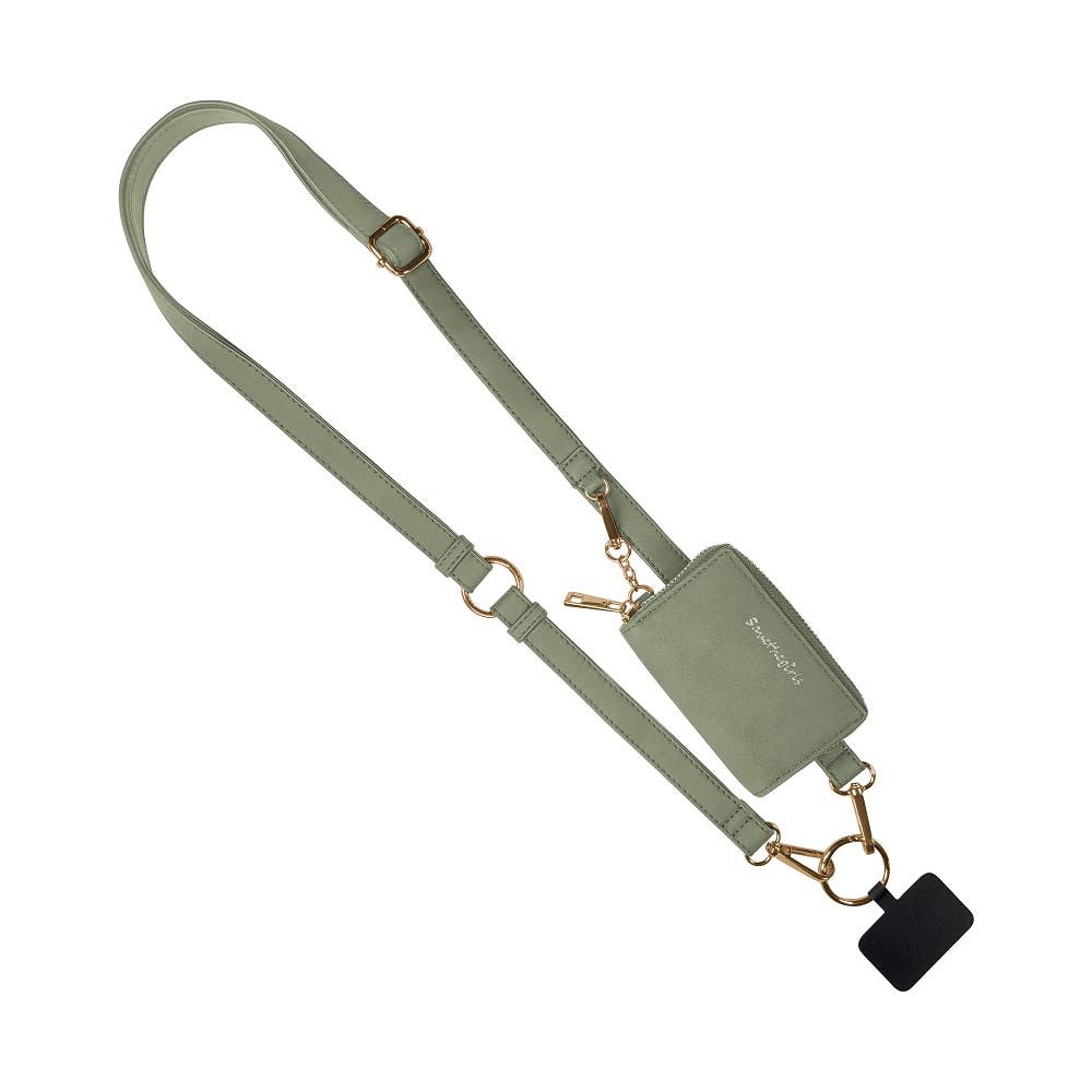 Clip & Go Strap with Pouch Brushed Vegan Leather Collection: Sage - Sage Pouch