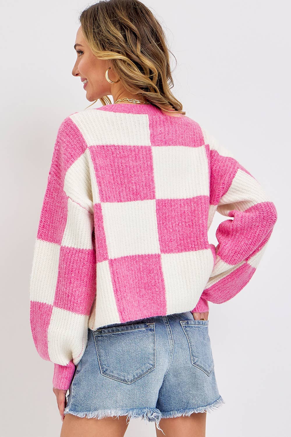 Checkered Knit Sweater