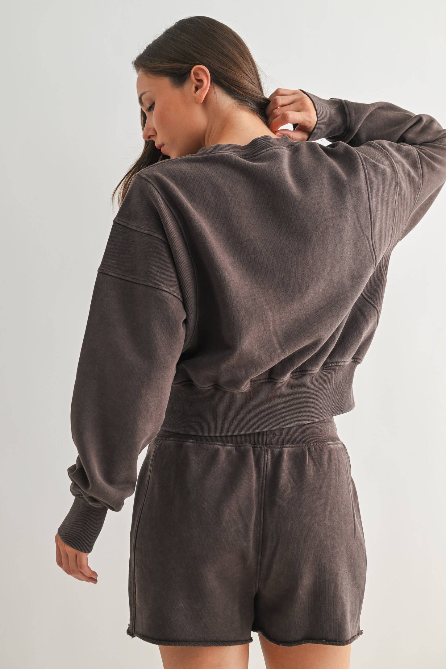 Mineral Wash Luxe Cropped Sweatshirt