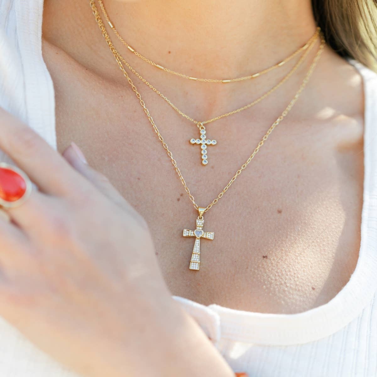 Layered Cross Necklace