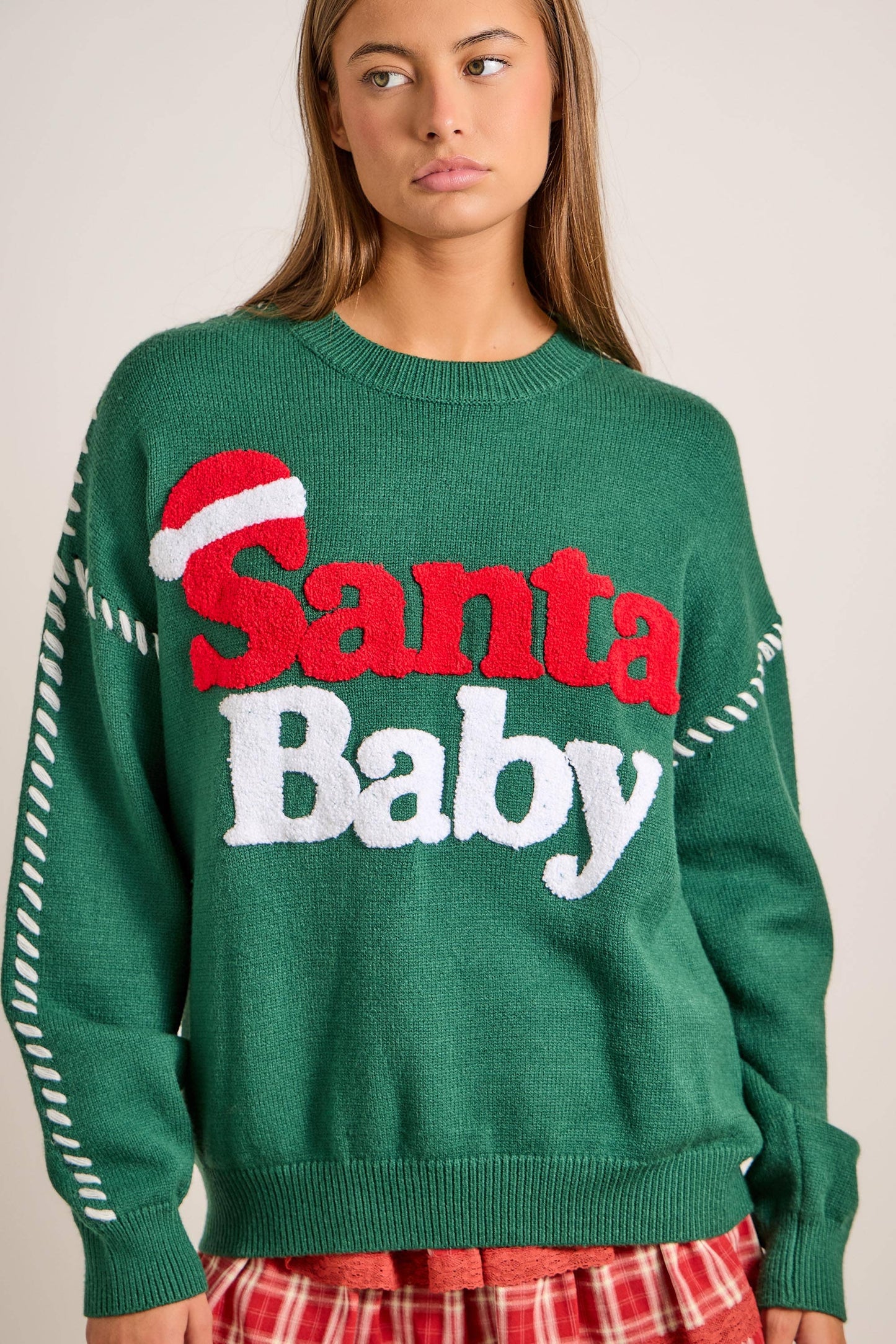Santa Baby Green Christmas Sweater