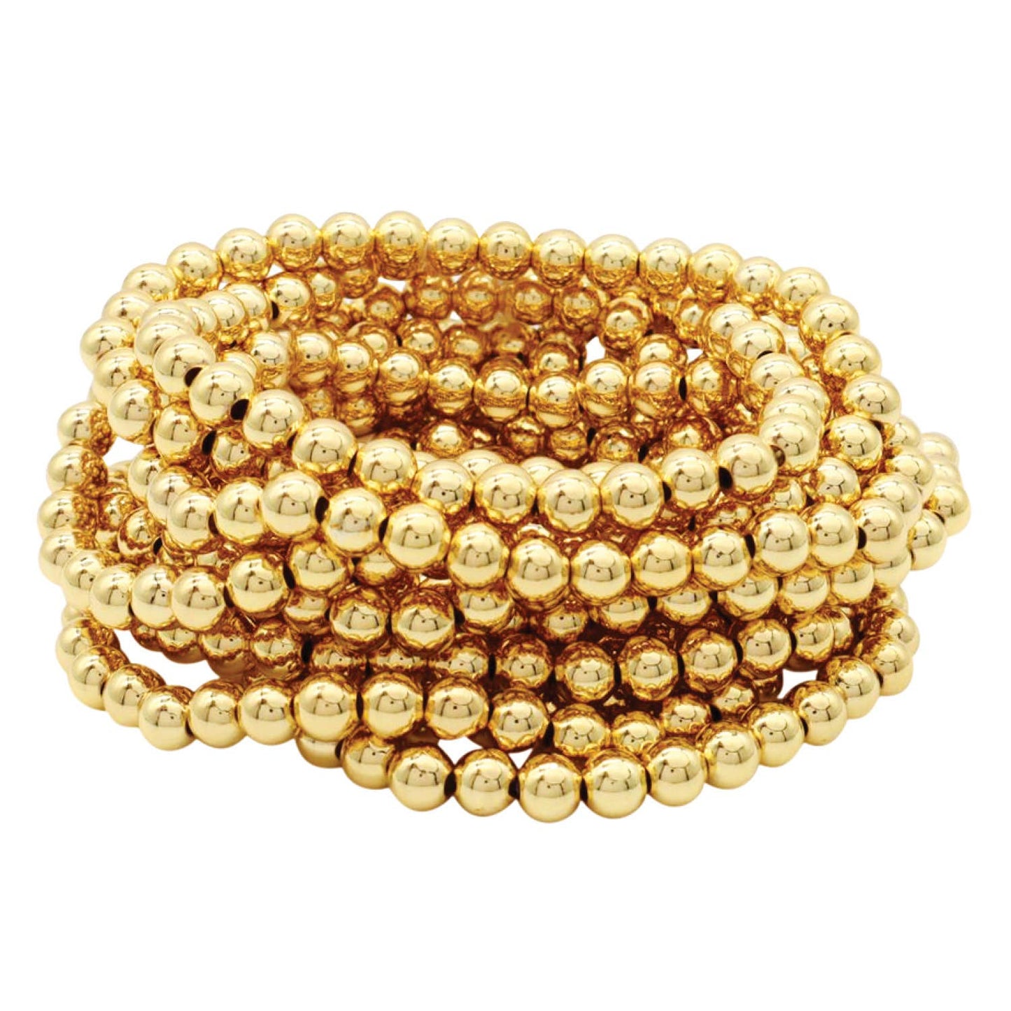 6mm Beaded Bracelets: Gold