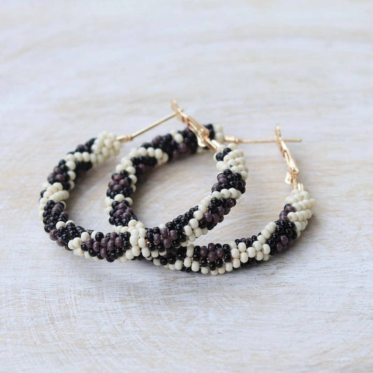 Custom Cheetah Beaded Hoop Earrings