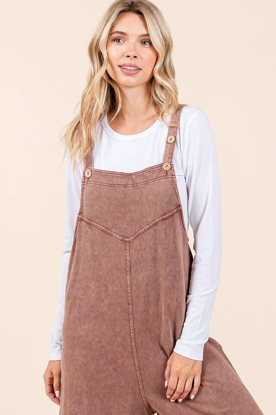 Mineral Washed Button Overalls