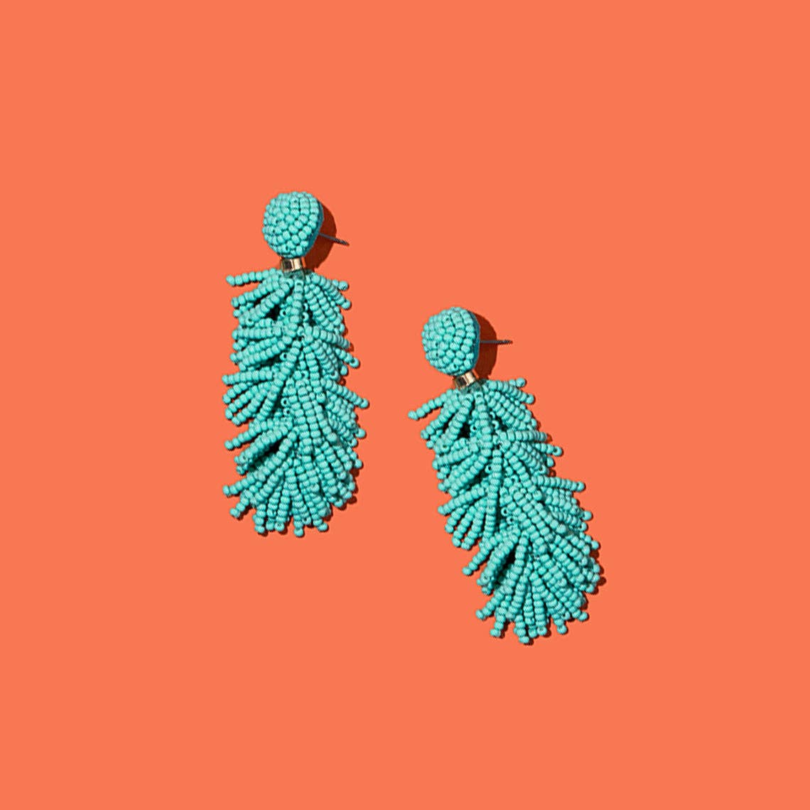 Custom Beaded Tiered Tassel Earrings | Tassel Earring: Carolina Blue