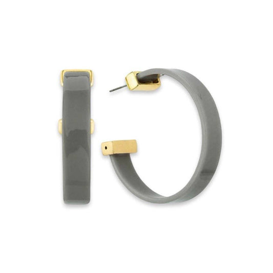 Grey + Gold Statement Hoop Earrings| Fall Earrings