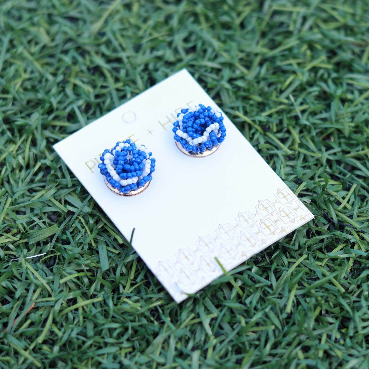 Custom Beaded Pom Earrings| Game Day Earrings| Back to School: Red + White