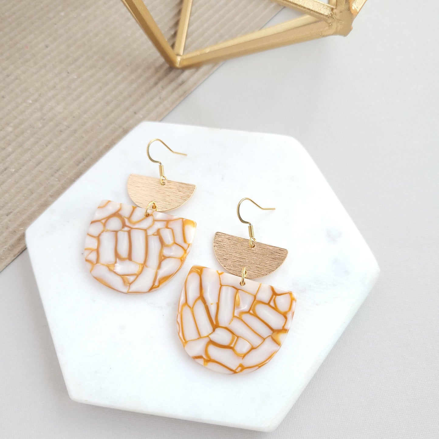 Harper Earrings - Pumpkin Spice / Gold Statement Earring