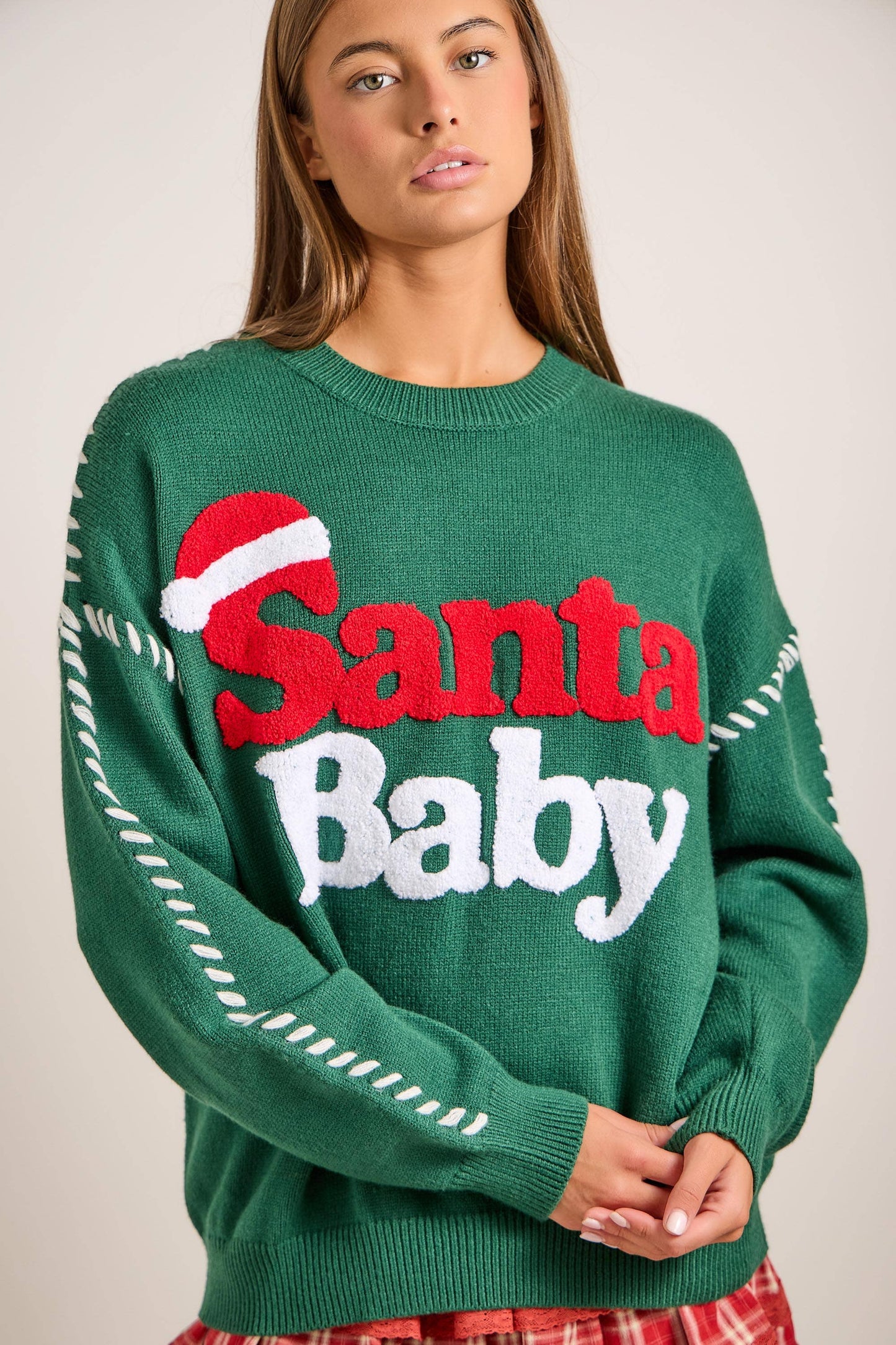 Santa Baby Green Christmas Sweater