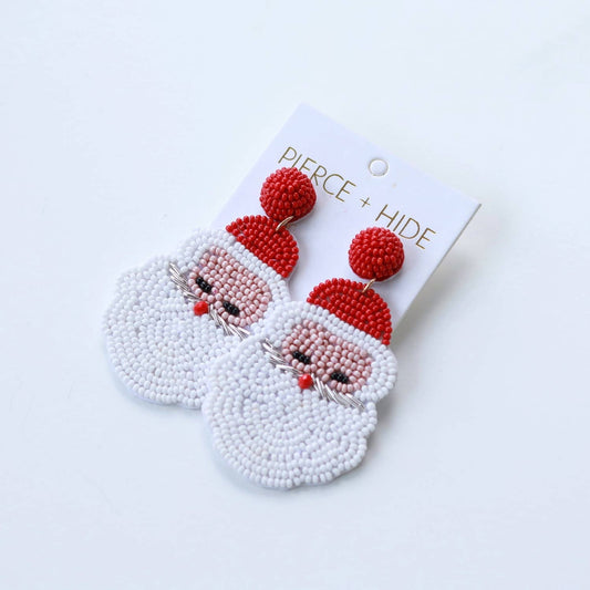 Custom Beaded Santa Earrings| HOLIDAY EARRINGS| CHRISTMAS EARRINGS