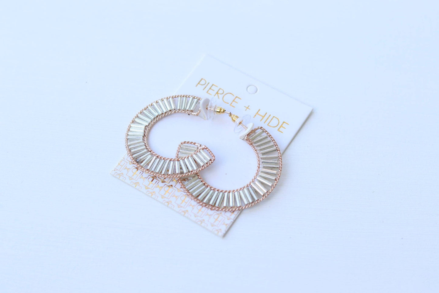 Custom Platinum Luxe Tube Beaded Hoops| Hoop Earrings