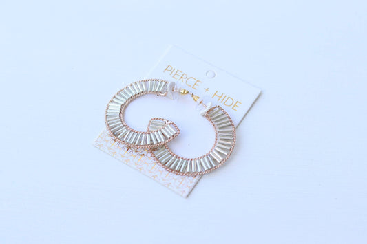 Custom Platinum Luxe Tube Beaded Hoops| Hoop Earrings