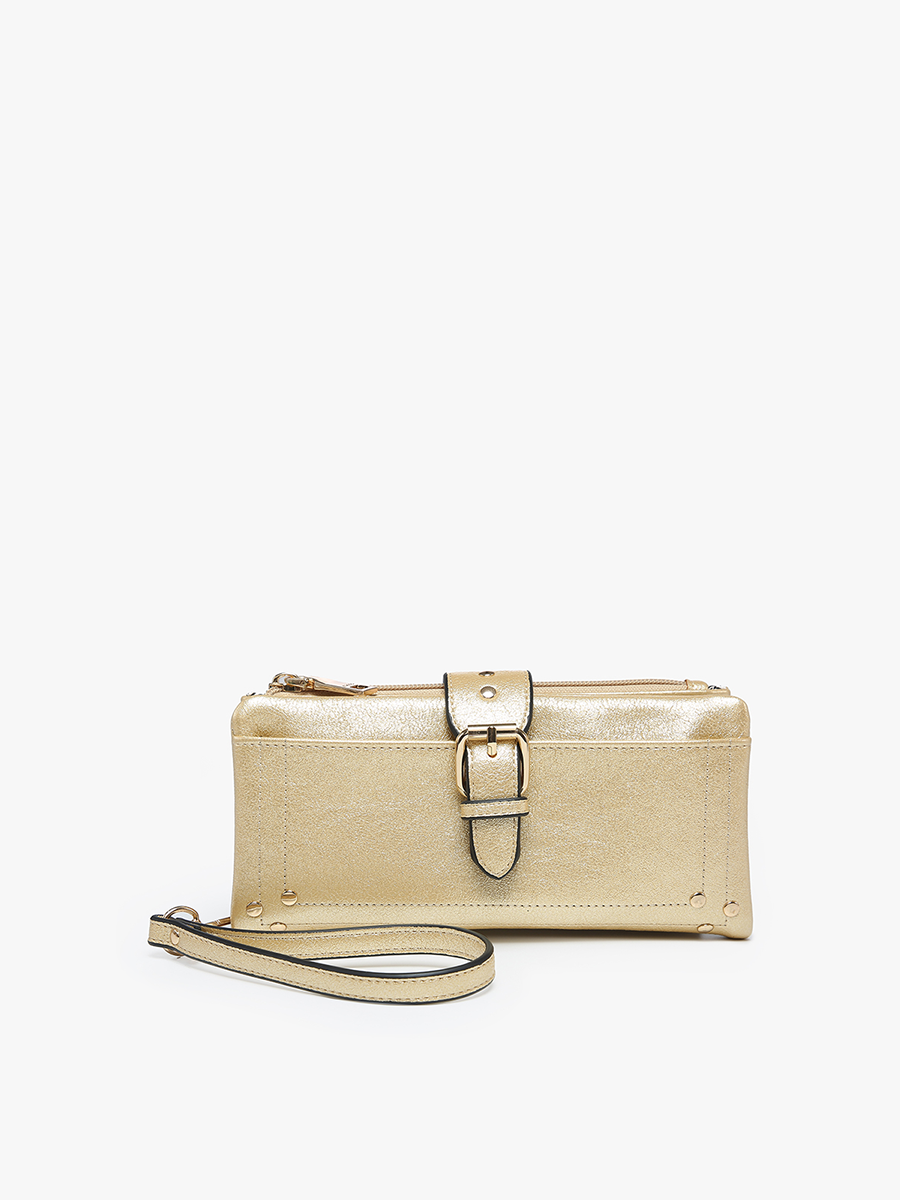 Cadence Buckle Wallet/Clutch w/ Zip: Khaki-FSB